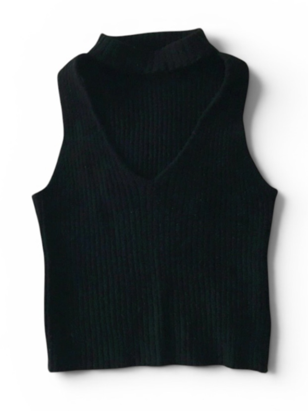 AEO DON’T ASK WHY Ribbed Stretch Halter Crop Top OS Black - Picture 4 of 10